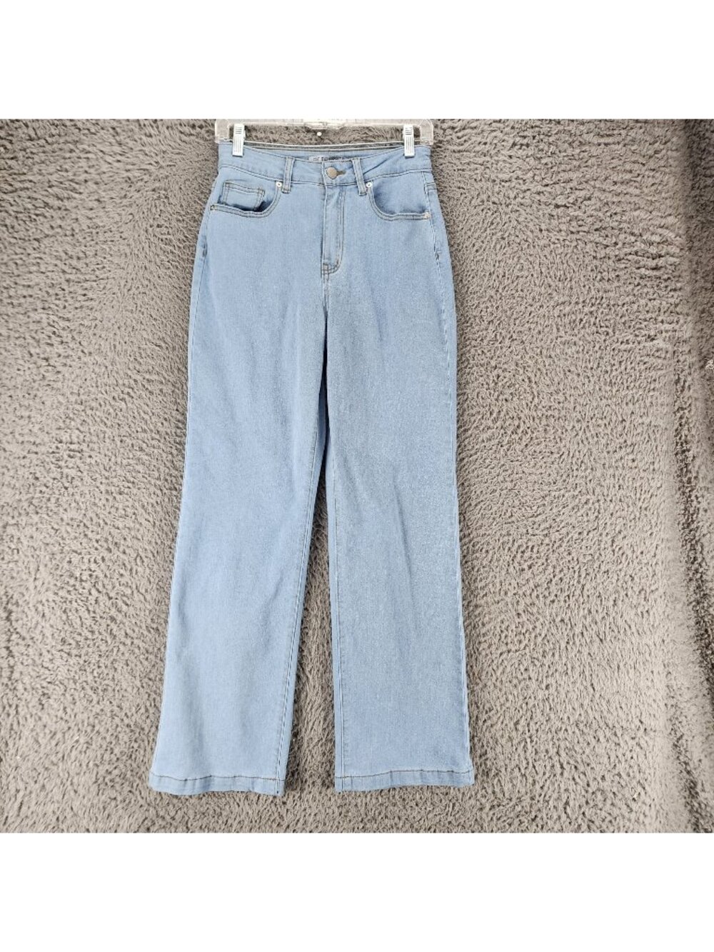Ettelo Jeans Womens 4 Blue Stretch Denim Straight Wide Leg